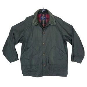 Vtg Thornton Bay Bomber Jacket Mens XL Dark Green Plaid Lined Snap Button USA